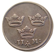 2 Mark - Karl X Gustav Type I, Sweden, 1654 reverse image