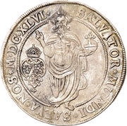 1 Riksdaler - Kristina Type III, Sweden, 1641-1653 reverse image