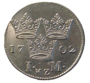 1 Mark - Charles XII Type I, Sweden, 1697-1707 reverse image