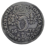 2 Mark - Charles XI Landskrona mint, Sweden, 1675 reverse image