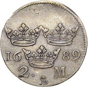 2 Mark - Charles XI, Sweden, 1675-1697 reverse image