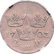 2 Mark - Charles XII, Sweden, 1697-1708 reverse image