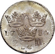 2 Mark - Charles XII, Sweden, 1709-1717 reverse image