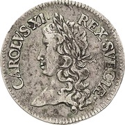 2 Mark - Charles XI Roman number; smaller bust obverse image