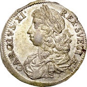 2 Mark - Charles XI Arab number; bigger bust obverse image