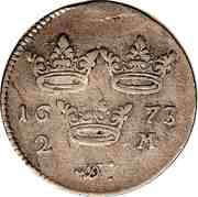 2 Mark - Charles XI, Sweden, 1668-1674 reverse image
