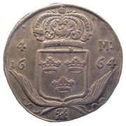 4 Mark - Charles XI, Sweden, 1664 reverse image
