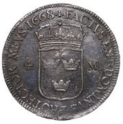 4 Mark - Charles XI, Sweden, 1668-1669 reverse image