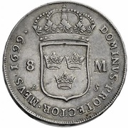 8 Mark - Charles XII Type I, Sweden, 1697-1699 reverse image