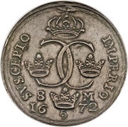8 Mark - Charles XI, Sweden, 1672 reverse image