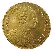2 Dukater - Charles XII Smelting of gold by O.A. Paykull obverse image
