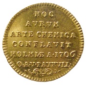 2 Dukater - Charles XII Smelting of gold by O.A. Paykull, Sweden, 1706 reverse image