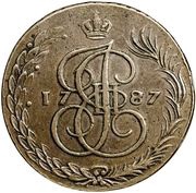 5 Kopecks - Gustav III Occupied Russia; Ekaterina II imitation obverse image