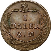 1 Daler Silvermynt - Charles XII Wits and Weapons, Sweden, 1717 reverse image