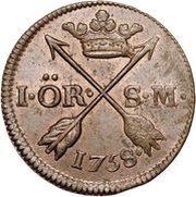 1 Öre Silvermynt - Adolf Fredrik reverse image