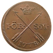 1 Öre Silvermynt - Gustav III, Sweden, 1778 reverse image