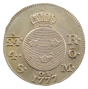 1⁄24 Riksdaler / 4 Ore SM - Gustav III reverse image