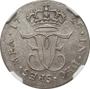 5 Öre Silvermynt - Frederick I King's Monogram Type 2 obverse image