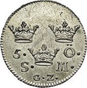 5 Öre Silvermynt - Frederick I King's Monogram Type 3 reverse image