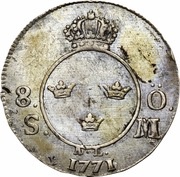 8 Öre Silvermynt - Adolf Fredrik, Sweden, 1771 reverse image