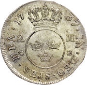 2 Mark - Frederick I, Sweden, 1731-1737 reverse image