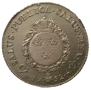 2 Mark - Adolf Fredrick, Sweden, 1752-1754 reverse image