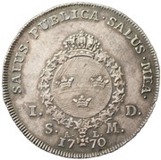 1 Daler Silvermynt - Adolf Fredrik, Sweden, 1770 reverse image