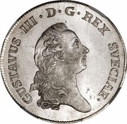 ⅓ Riksdaler / 1 Daler Silvermynt - Gustav III obverse image