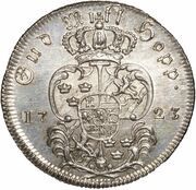 ½ Riksdaler "Krellmynt" - Frederick I 2nd portrait, Sweden, 1723 reverse image