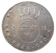 4 Mark - Ulrika Eleonora, Sweden, 1720 reverse image