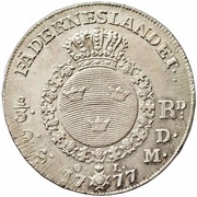 ⅔ Riksdaler / 2 Daler Silvermynt - Gustav III, Sweden, 1776-1777 reverse image