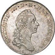 1 Riksdaler / 3 Daler Silvermynt - Gustav III obverse image