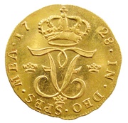 1 Ducat - Frederick I King's Monogram Type 2, Sweden, 1725-1728 reverse image