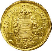 1 Ducat - Frederick I, Sweden, 1750 reverse image