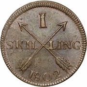 1 Skilling - Gustav IV Adolf, Sweden, 1802-1805 reverse image