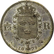 1⁄12 Riksdaler Specie - Carl XIV Johan Pattern strike reverse image