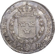⅓ Riksdaler - Carl XIII without "NORR", Sweden, 1813-1814 reverse image