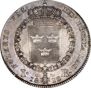 1 Riksdaler - Carl XIII without "NORR", Sweden, 1812-1814 reverse image