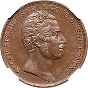1 Skilling Banco - Oscar I large head obverse image