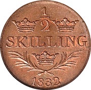 ½ Skilling - Carl XIV Johan, Sweden, 1832-1833 reverse image