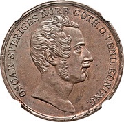2 Skilling Banco - Oscar I large head obverse image