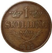 1 Skilling - Carl XIV Johan, Sweden, 1832 reverse image