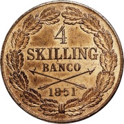 4 Skilling Banco - Oscar I, Sweden, 1849-1855 reverse image