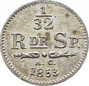 1⁄32 Riksdaler Specie - Oscar I, Sweden, 1851-1853 reverse image