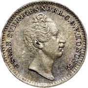 1⁄16 Riksdaler Specie - Oscar I obverse image