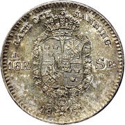 1⁄16 Riksdaler Specie - Oscar I, Sweden, 1845-1855 reverse image
