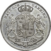½ Riksdaler Specie - Oscar I, Sweden, 1845-1852 reverse image