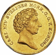 1 Ducat - Carl XIV Johan Type 2; heavier obverse image