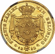 1 Ducat - Carl XIV Johan Type 2; heavier reverse image