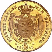 1 Ducat - Carl XIV Johan Type 2; lighter reverse image